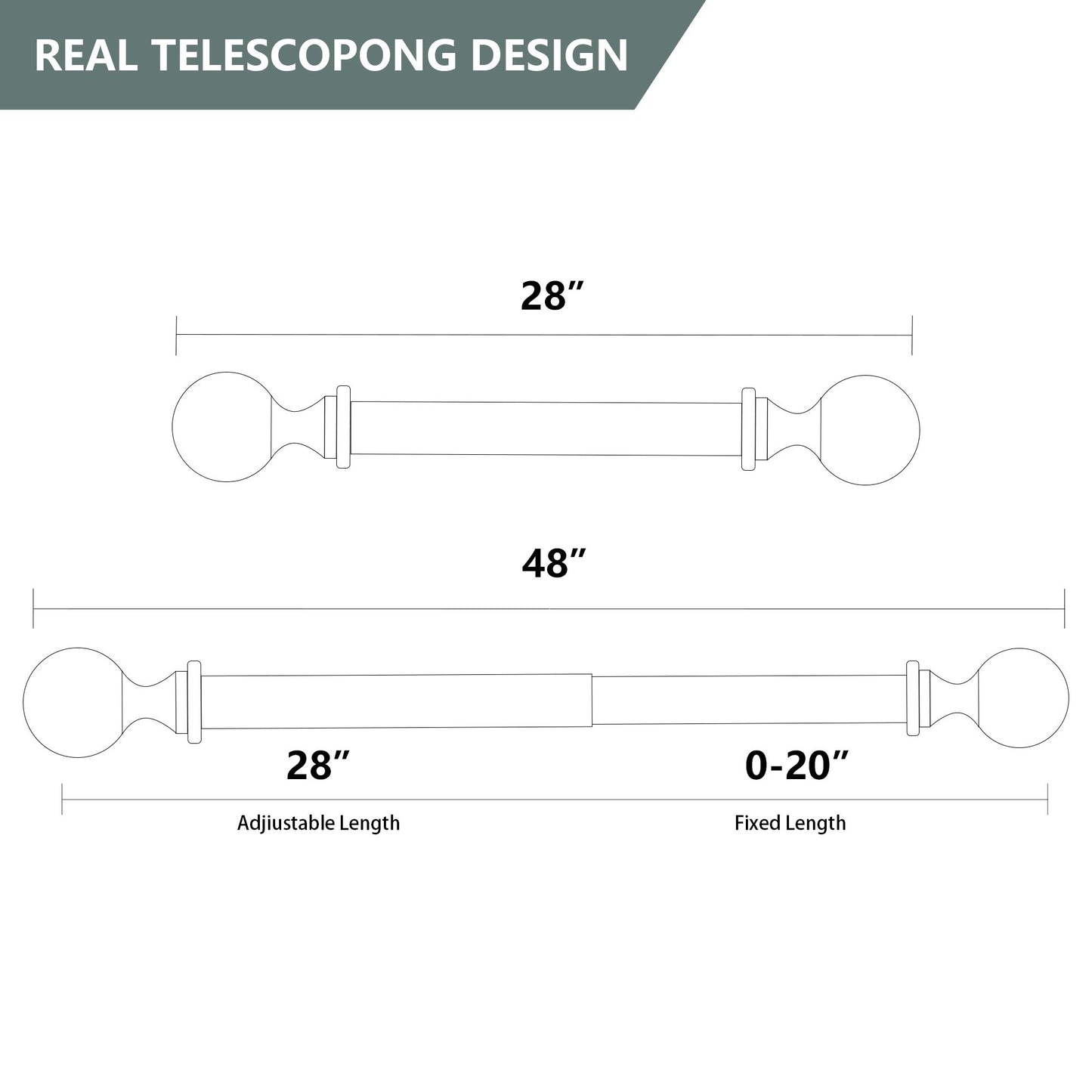 Curtain Rods for Windows 28 to 132 Inch Round Curtain Rod 1 Inch Stainless Steel Rods with Adjustable Brackets