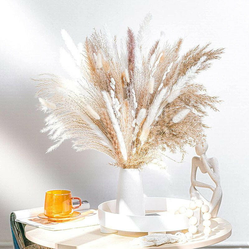 60/62/76/80/85/100pcs Boho Pampas Grass Bouquet Home Decor Floral Dried Flowers Wedding Arrangements Natural Reed Bunny Tails.