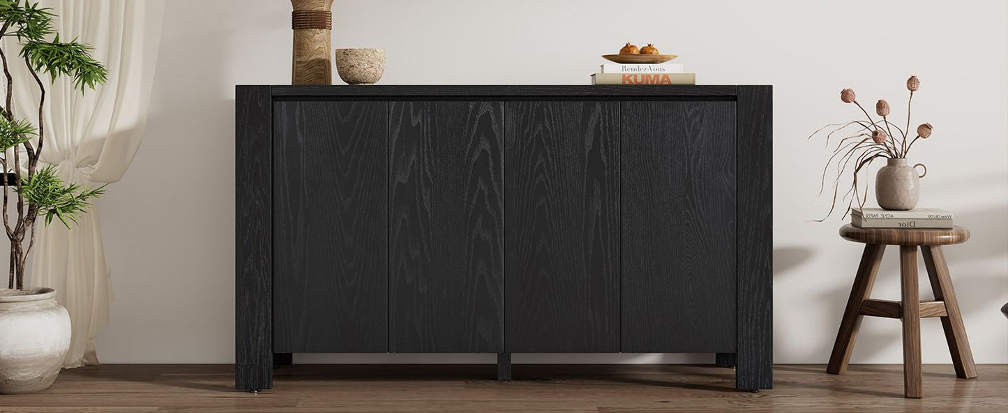 TREXM Retro 4-door Sideboard with Distressed Finish and Adjustable Shelves