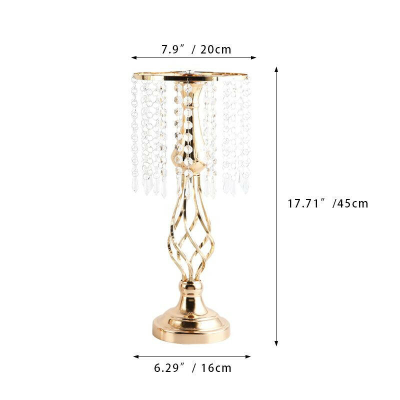 Ins Luxury Metal Candle Holders with Crystal Flowers Vase Candlestick Table Centerpieces Wedding Table Candle Stand Wedding Prop.