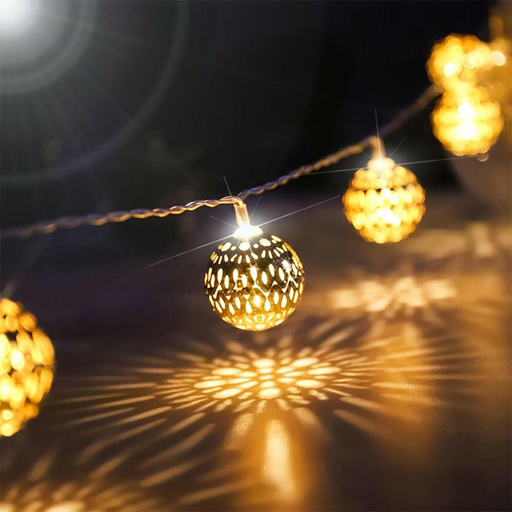 1pc; LED String Lights; Moroccan Hanging String Lights; Battery Operated Warm White Fairy Lights; For Indoor Decor; Home; Bedroom; Party; Wedding; Christmas Tree.