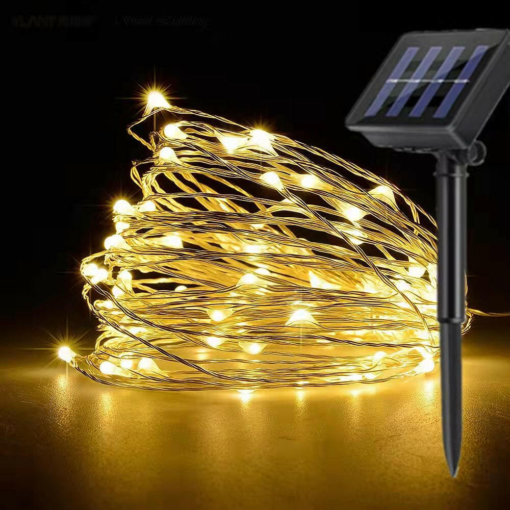 Solar Christmas String Lights; 33ft 100 LED Solar 8 Modes Outdoor Waterproof String Lights For Christmas Tree Garden Decoration (multi-color).