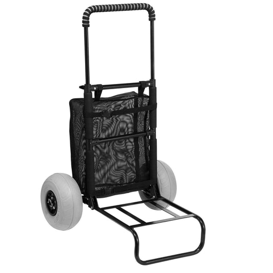 VEVOR Beach Dolly with Big Wheels for Sand, 20.1" x 14.6" Cargo Deck, w/ 9" Balloon Wheels, 165LBS Loading Capacity Folding Sand Cart & 27.2" to 44.9" Adjustable Height, Heavy Duty Cart for Beach.