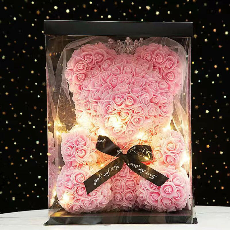 40cm Large Teddy Rose Bear Artificial Flowers Rose Bears with Light Box Anniversary Valentine's Wedding Birthday Christmas Gift