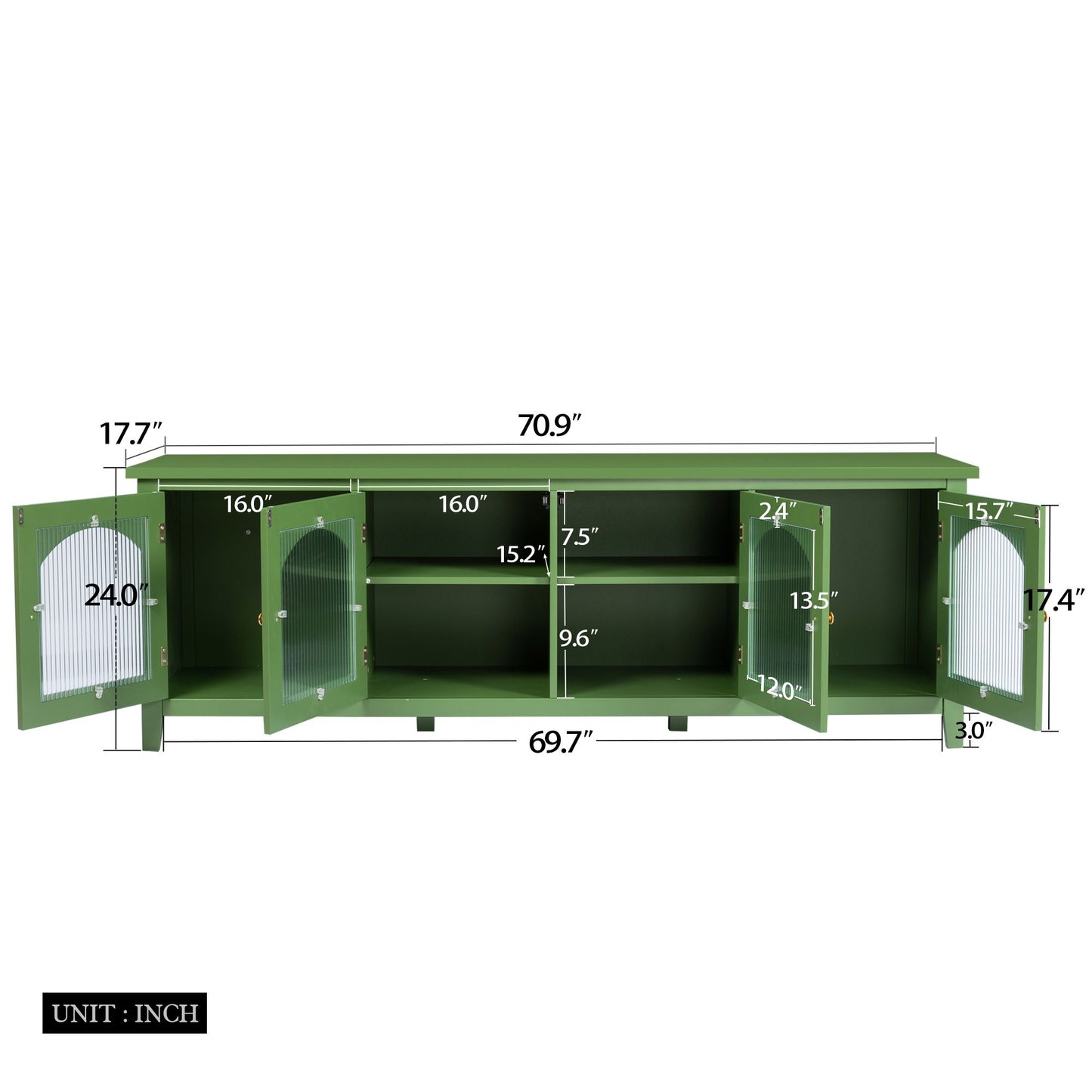 71-inch stylish TV cabinet,Entertainment CenterTV stand,TVConsoleTable, Media Console,solidwood frame,Changhong glass door,Metal handle,antique green,for the children's room,bedroom Living Room