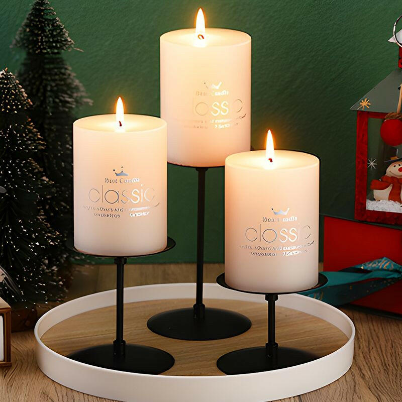 3Pcs Metal Candle Holders Iron Pillar Candle Plate Candle Stand Candlestick Table Centerpieces Wedding Party Festival Home Decor.