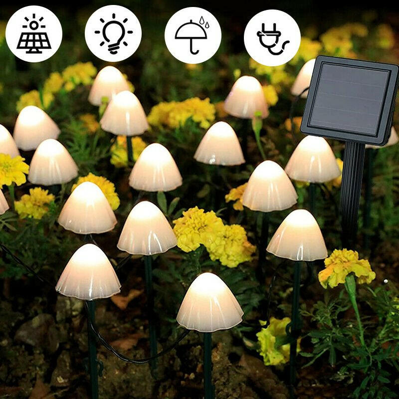 LED Solar Lights Outdoor Garden Waterproof Mushroom String Lawn Lamps Cute Fairy Light Landscape Lamp Path Yard Lawn Patio Decor.