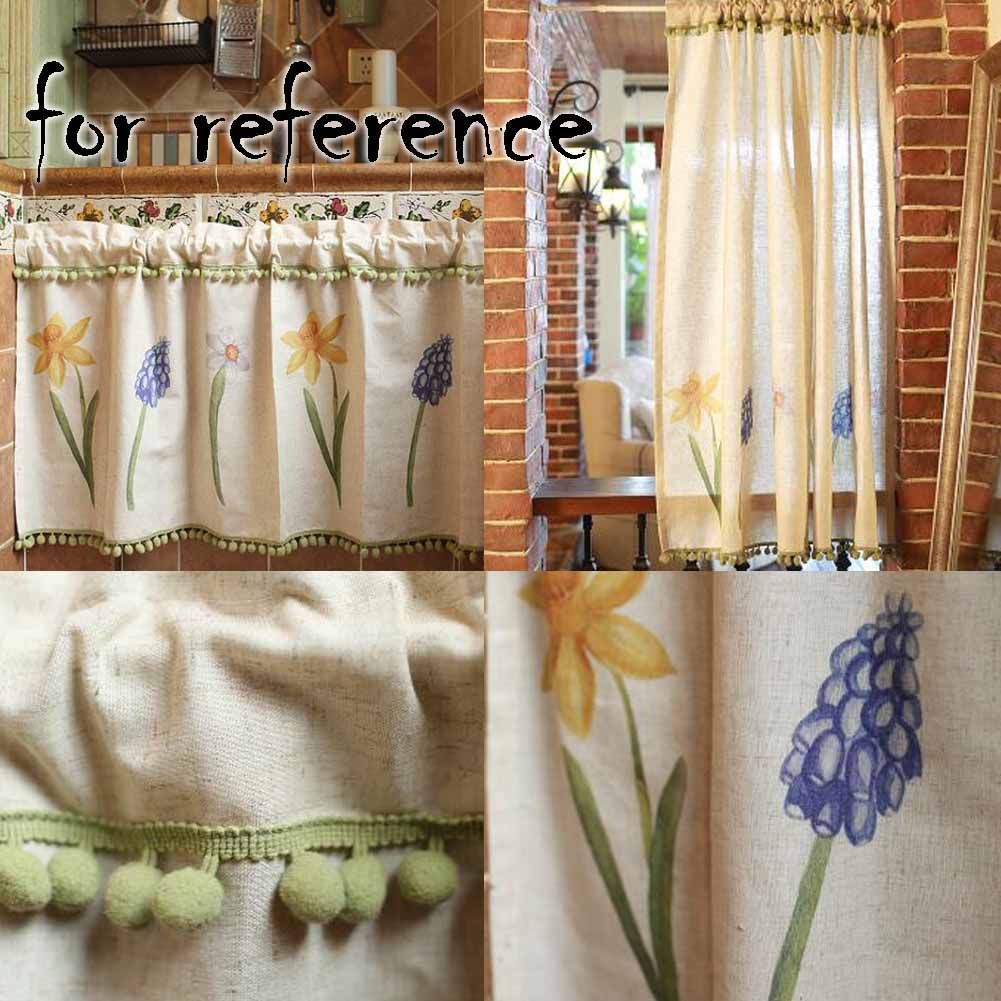 Rustic Linen Cotton Kitchen Curtain Half Window Curtain Cabinet Door Curtain, Daffodil, 53x23 inch