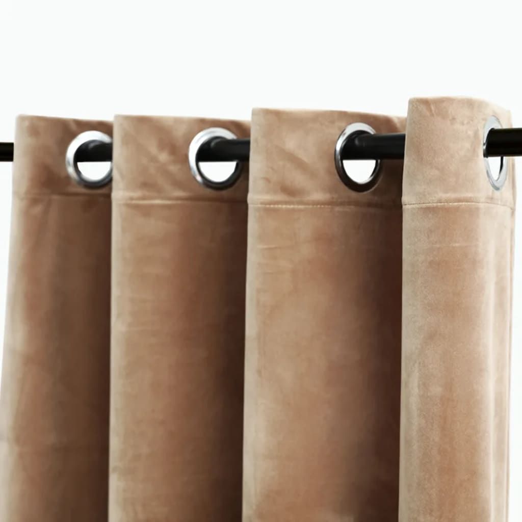 Blackout Curtains with Rings 2 pcs Beige 54"x84" Velvet