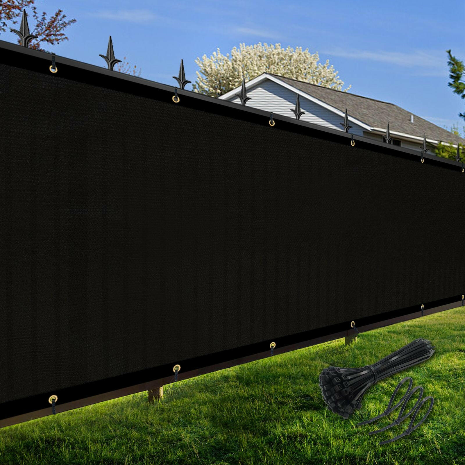 Artpuch Privacy Fence Screen Black Customized Outdoor Mesh Panels for Backyard, Balcony,Patio,Construction Site with Zip Ties.