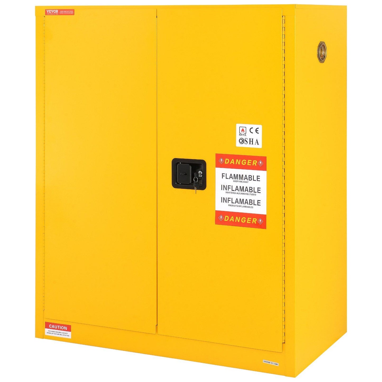 VEVOR Flammable Storage Cabinet 30 Gal, 43.1x18.1x50.1 inch Cold-Rolled Steel Flammable Liquid Storage Cabinet Explosion Proof with 1 Adjustable Shelf 2 Manual Closing Doors for Industrial Use, Yellow