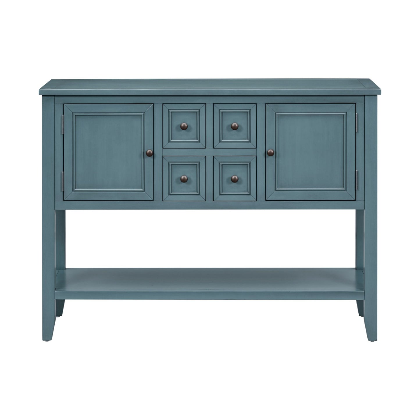 TREXM Cambridge Series Ample Storage Vintage Console Table with Four Small Drawers and Bottom Shelf for Living Spaces (Dark Blue)