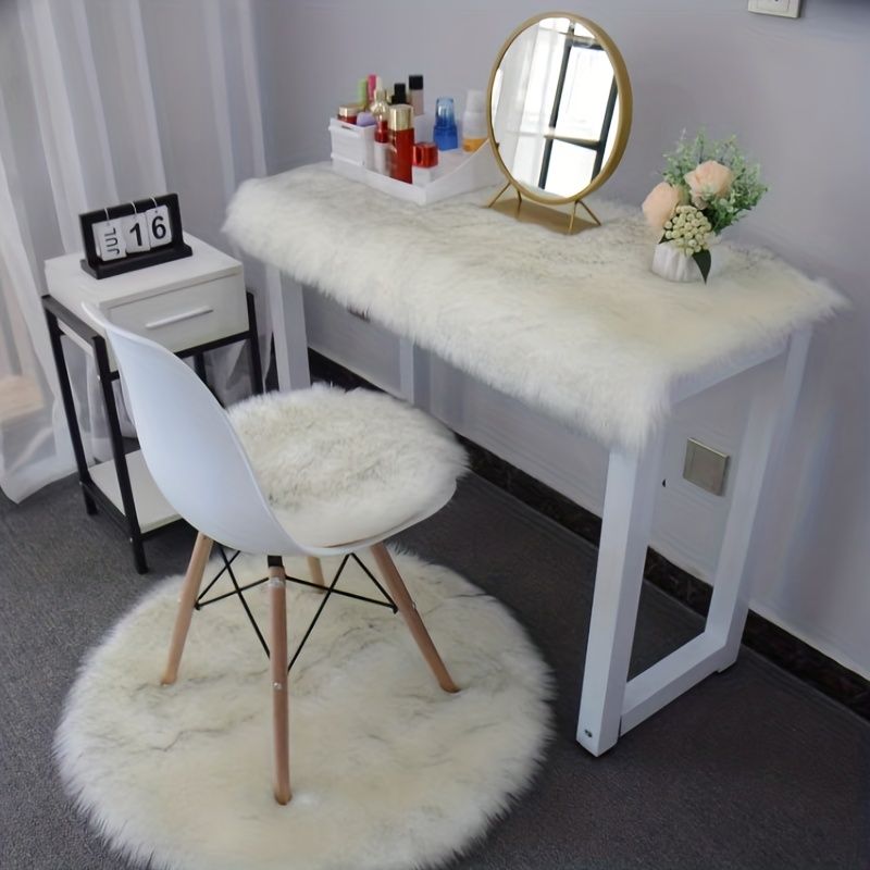 1pc Soft Plush Fur Rugs, Soft Fluffy Area Rug, Modern Faux Fur Rug, Fluffy Rug For Bedroom, White Rugs For Living Room, Carpet For Rooms, Rugs For Bedroom Aesthetic