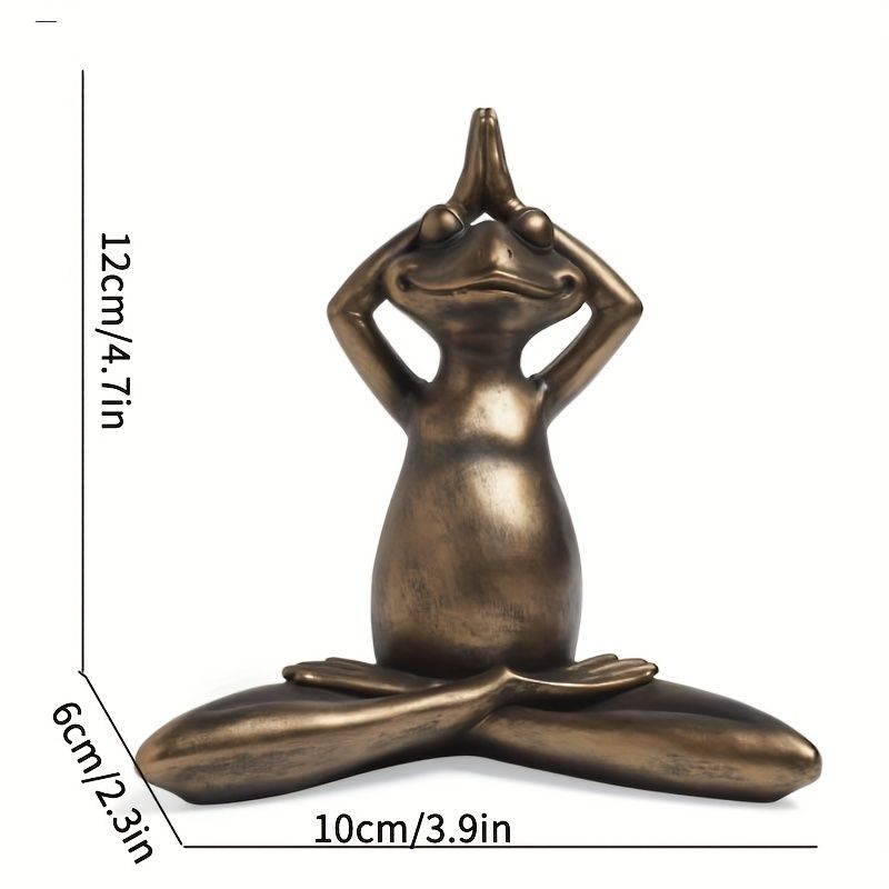 1pc Miniature Meditation Yoga Frog Resin Statue Garden , Home Decoration