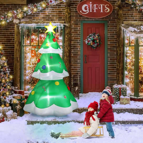 6.9 FT Lighted Christmas Inflatable Decoration, Inflatable Christmas Tree, Blow Up Yard Decorations with Built-in LED Lights for Holiday Party Front Yard Lawn Garden Decor.