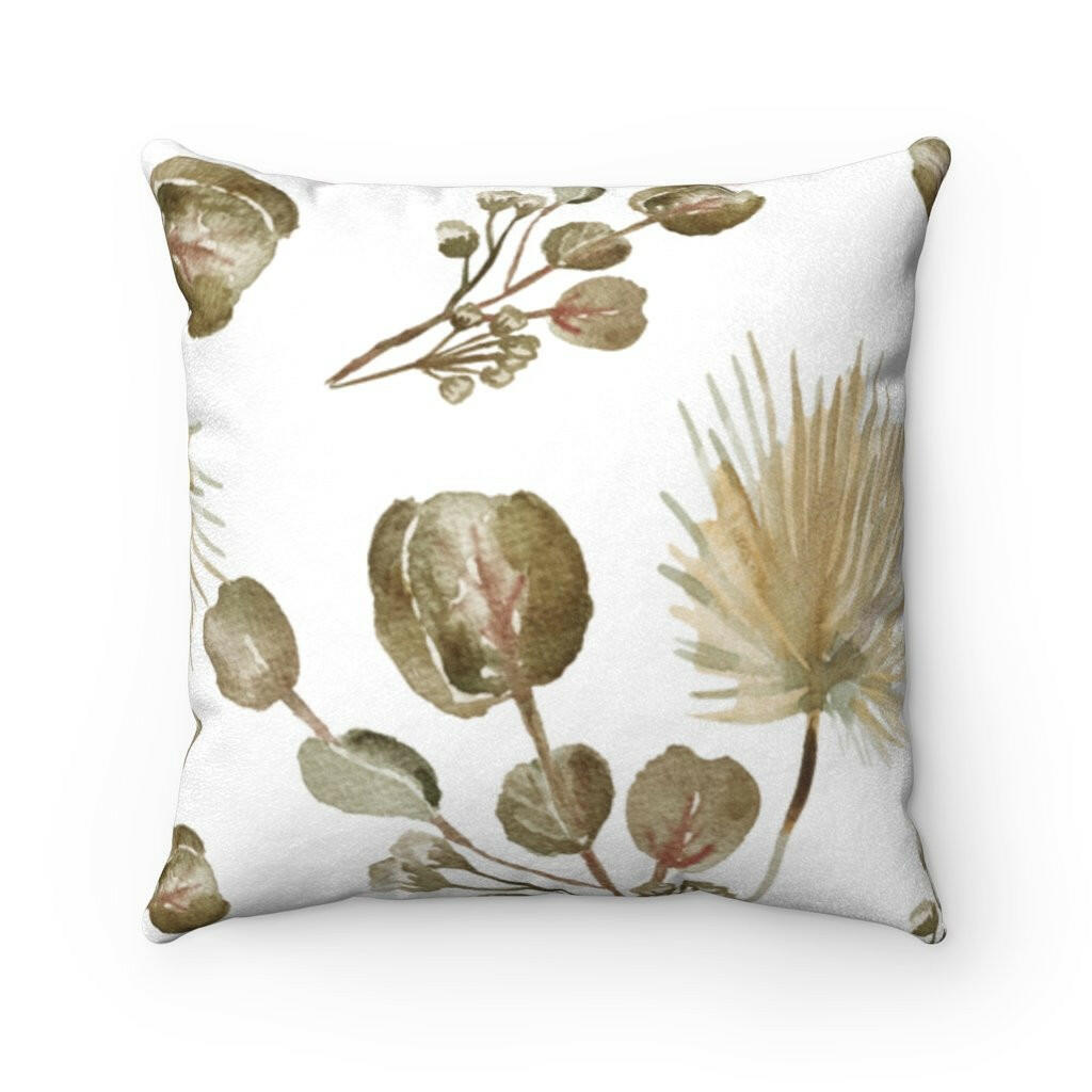 Garder Blossoms Double Sided Print Faux Suede Square Cushion.