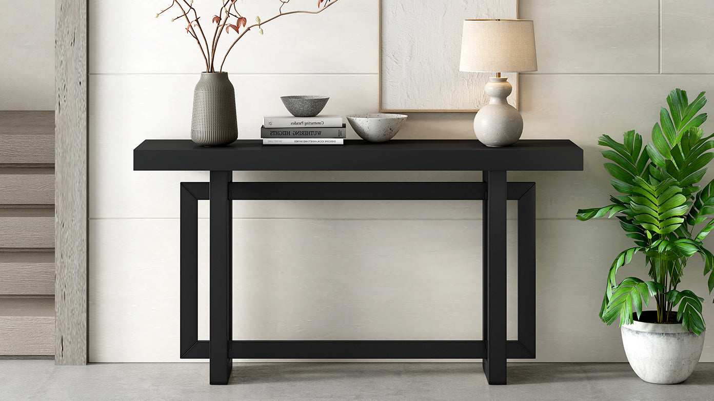 Contemporary Console Table with Wood Top, Extra Long Entryway Table