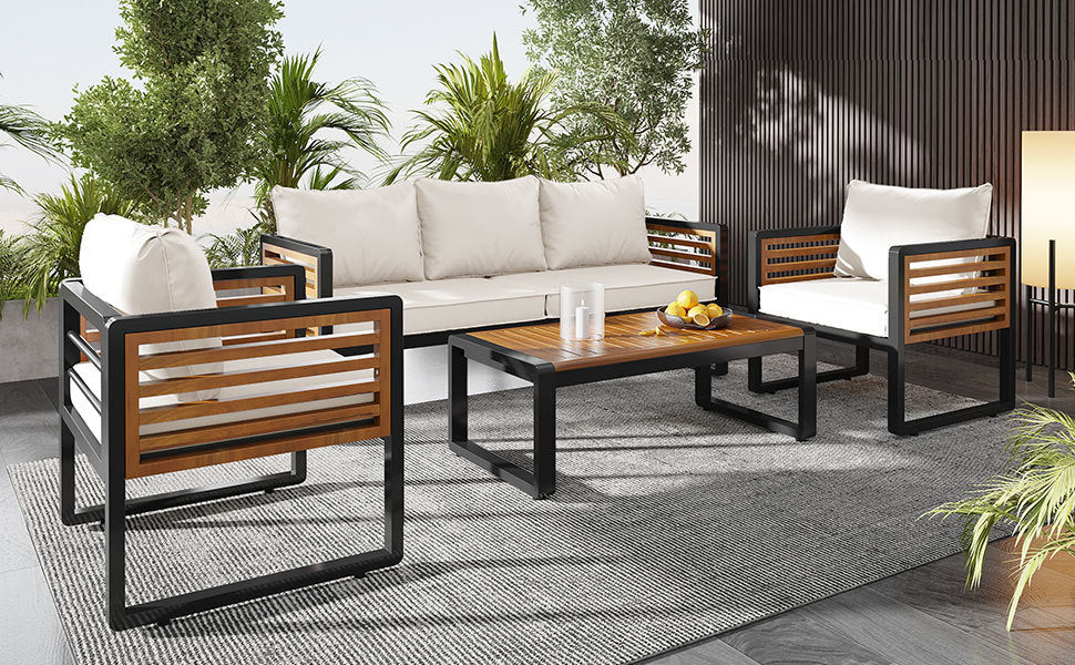 Large Size 4-pieces Outdoor Furniture sofa for 5 Person Conversation