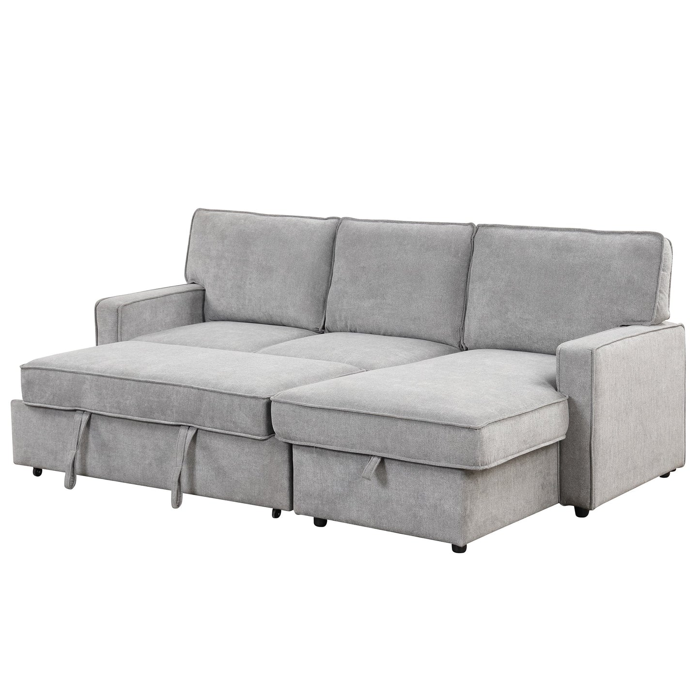 Upholstery Sleeper Sectional Sofa with Storage Space, USB port, 2 cup