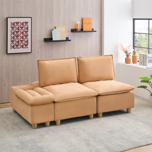 74-inch fashionable and minimalist double-seater pumpkin-colored