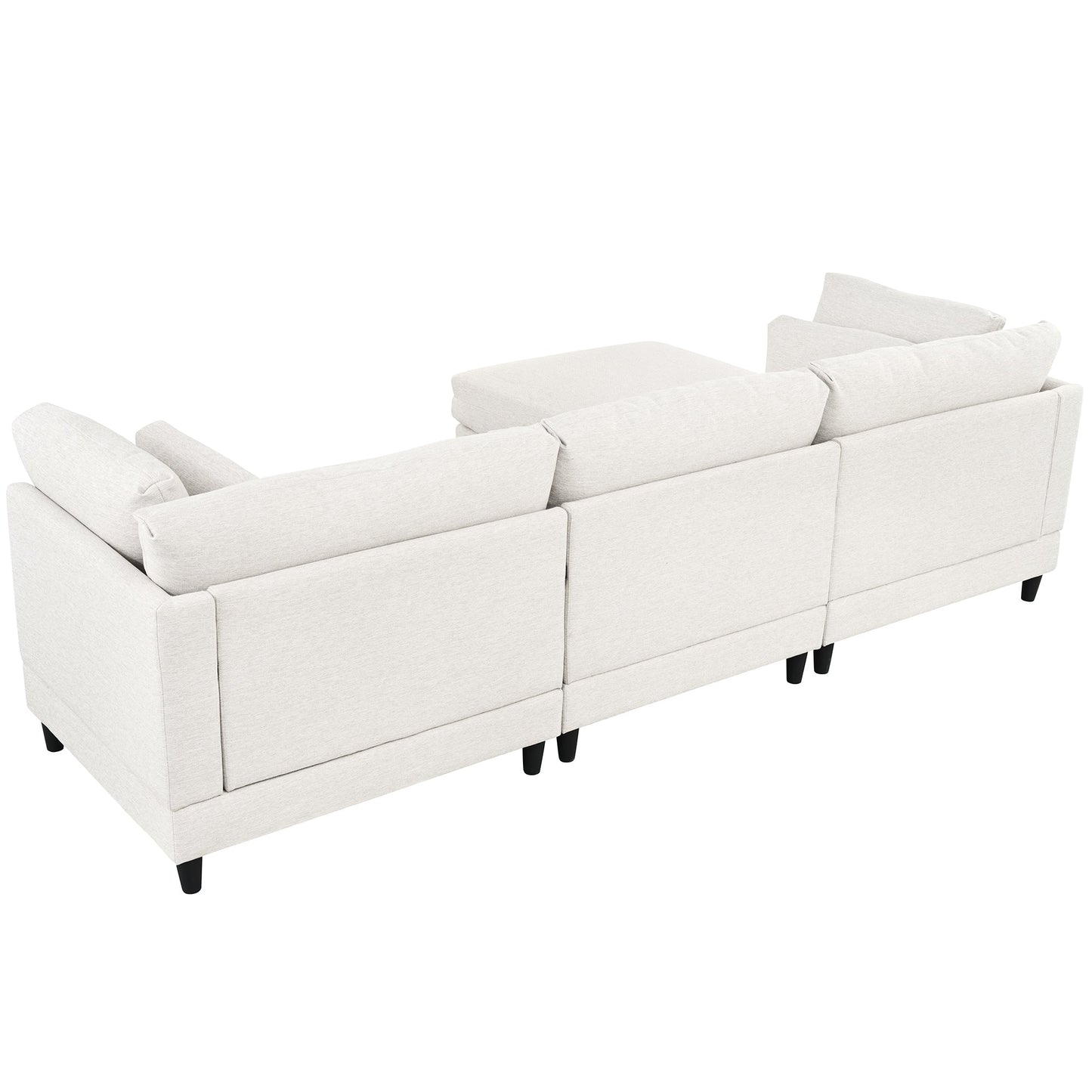 Modern Modular Sectional Sofa with Movable Ottoman, 110 Inch 4 Seat