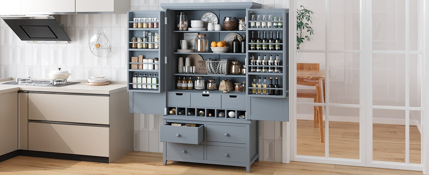 Freestanding Large Kitchen Pantry Wooden Kitchen Storage Cabinet