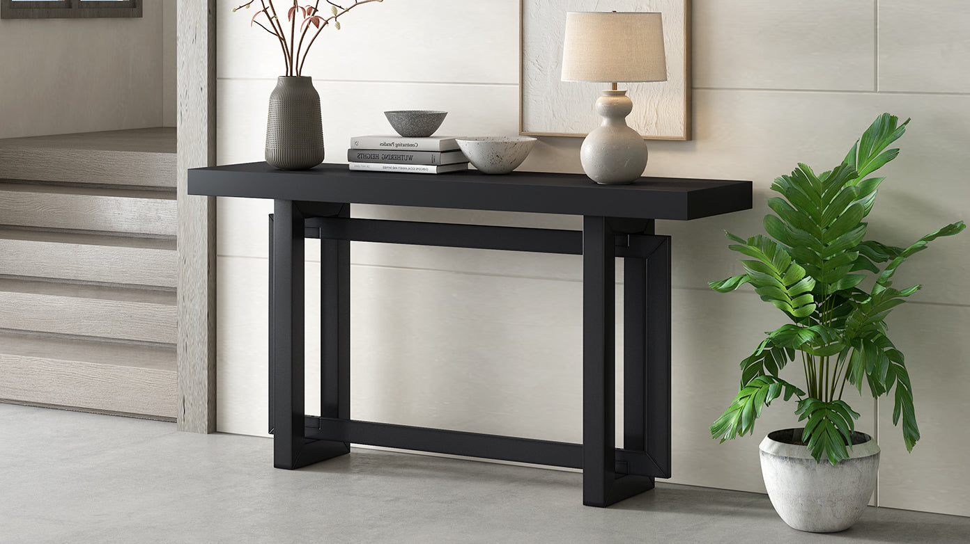 Contemporary Console Table with Wood Top, Extra Long Entryway Table