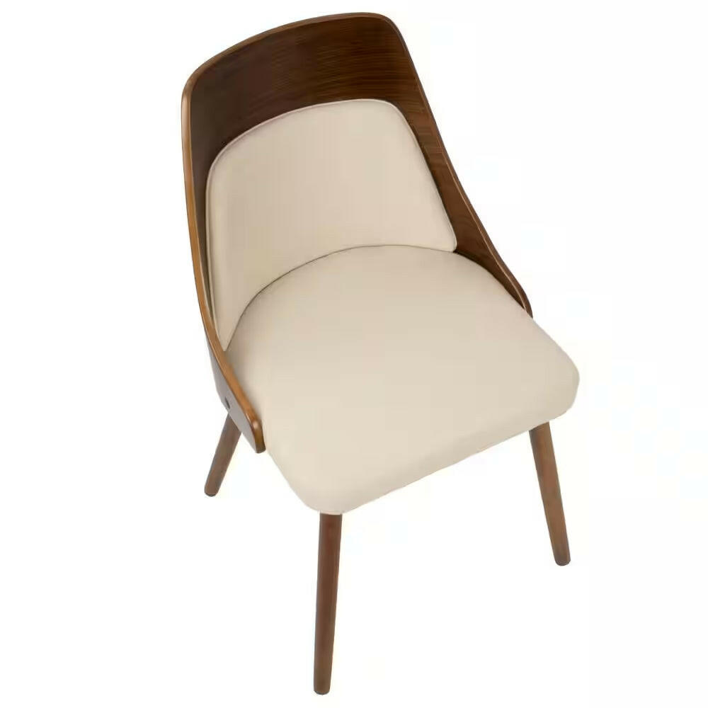 Anabelle Mid-Century Walnut and Cream Modern Dining Chair.