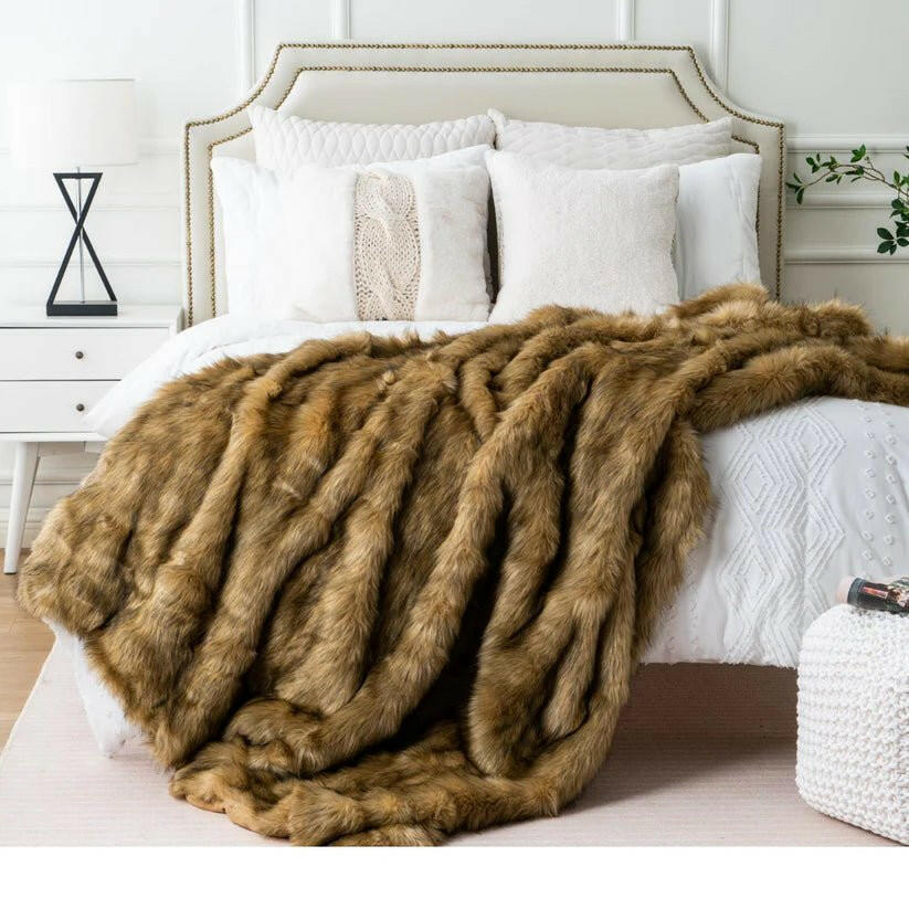 Faux Fur Ocher Blanket.