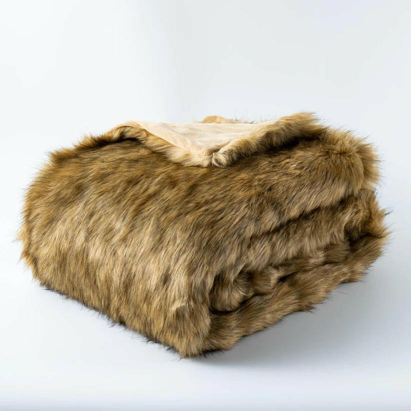 Faux Fur Ocher Blanket.