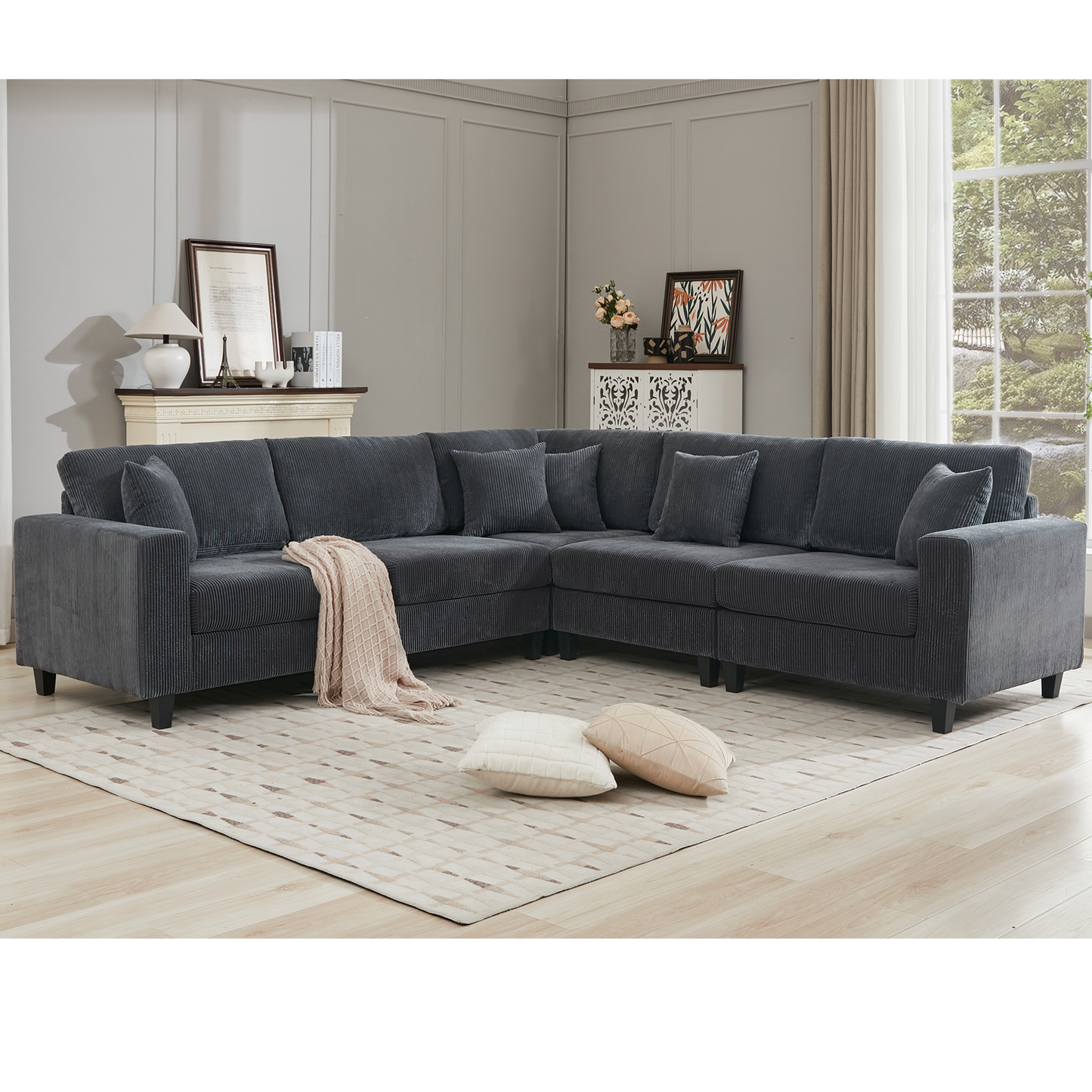 Oversized Modular Sectional Sofa Set, L Shaped Couch,Corduroy