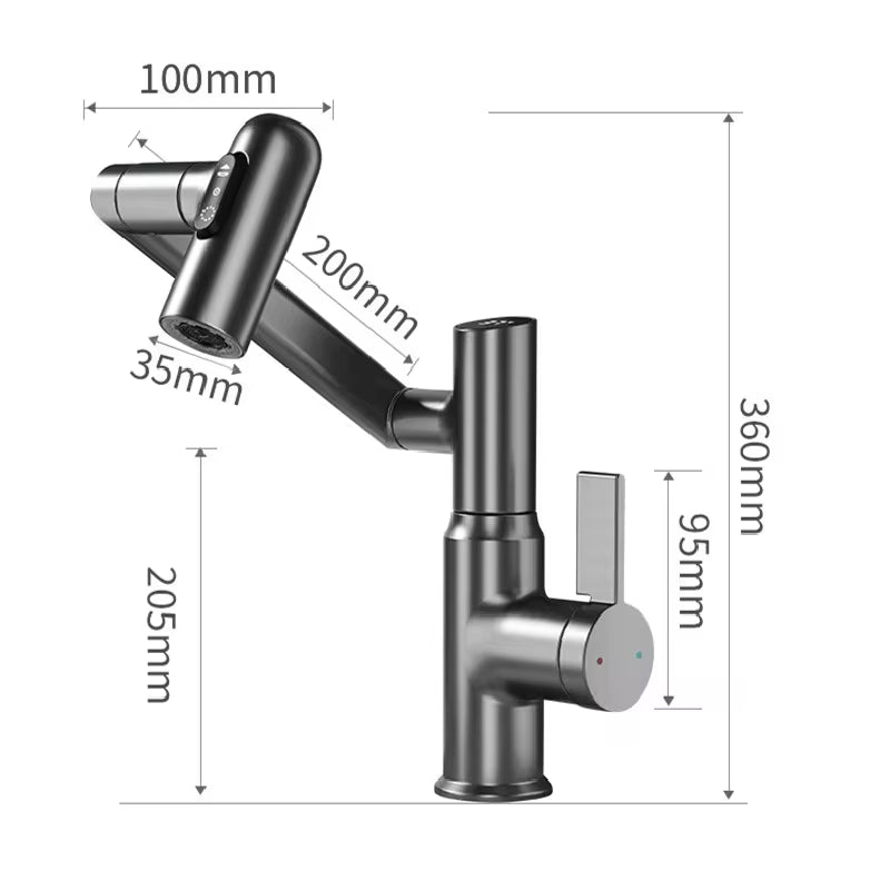 Digital Display LED Basin Faucet 360 Rotation Multi-Function Stream Sprayer Hot Cold Water Sink Mixer Wash Tap for Bathroom.