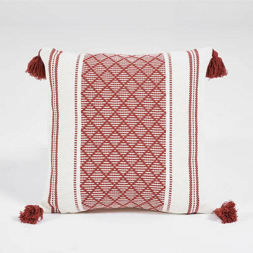 Woven Jacquard Tassel Cushion Cover.