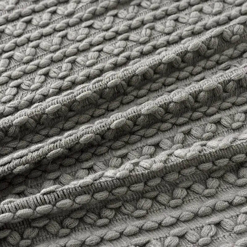 Grey Knitted Throw Blanket.