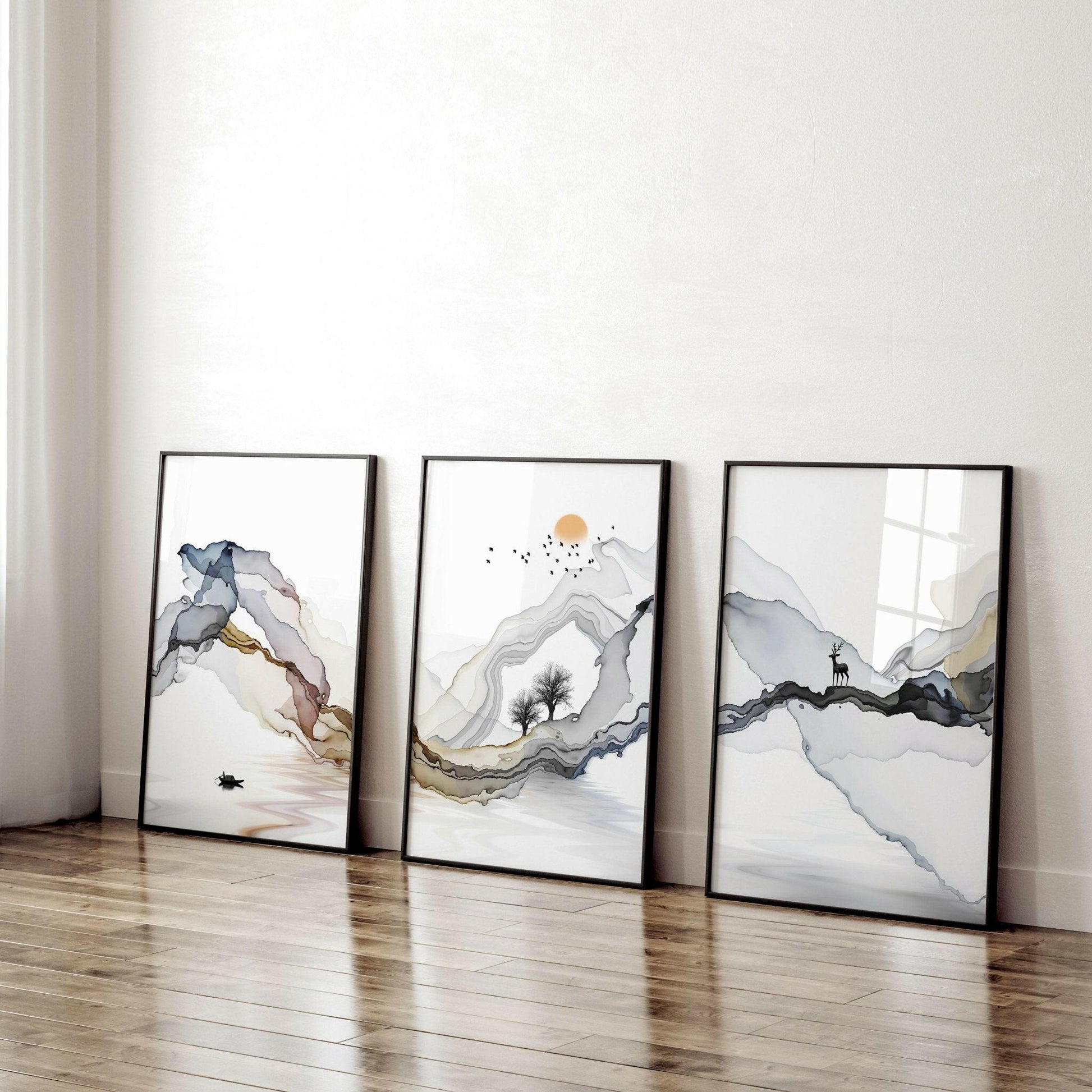 Home office wall decor | set of 3 framed wall art.