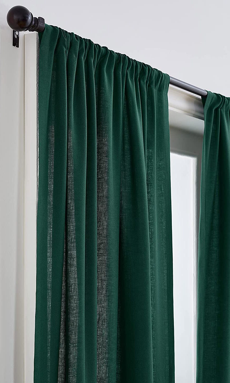 Dark Green - 100% Pure Linen Curtains | Cotton Linen Mix | Two Panels