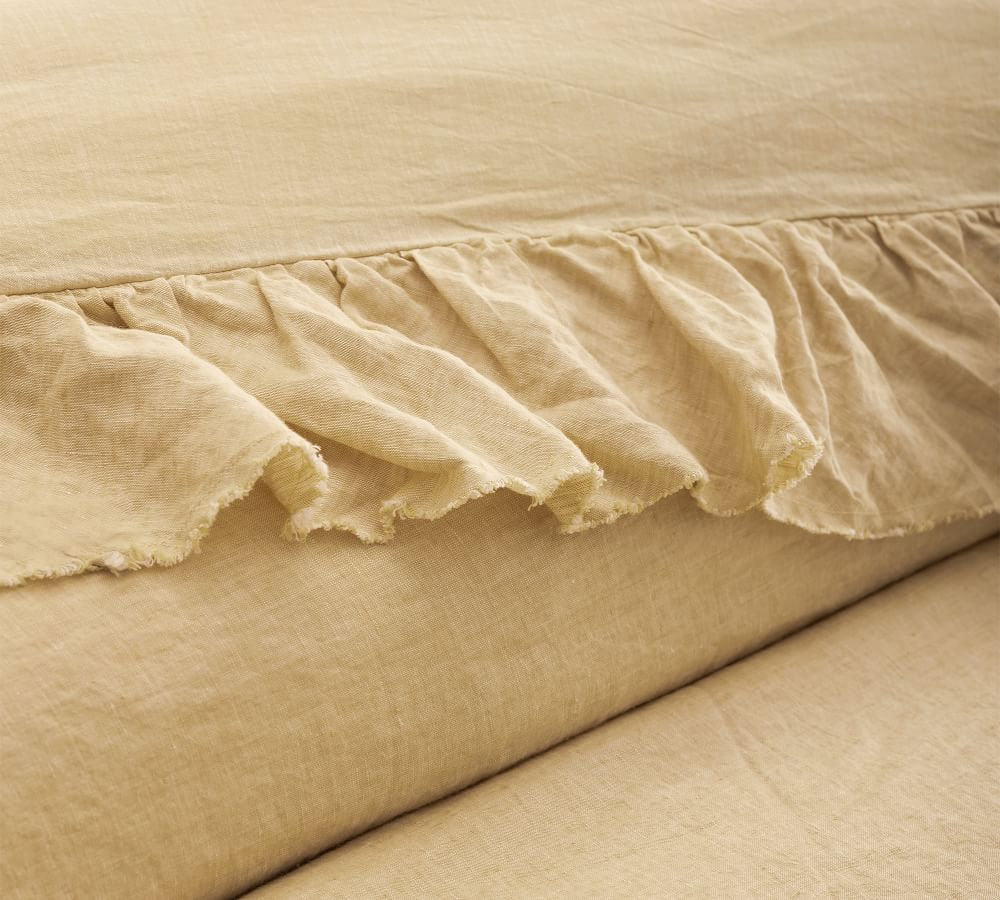 Yellow - 100% Pure Linen | Linen Cotton Mix | 3 Piece Ruffle Duvet