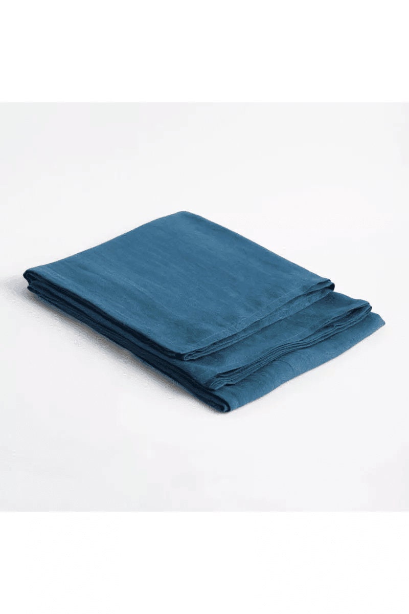 Peacock Blue Tablecloth | Pure Linen | Linen Cotton Mix | Soft |