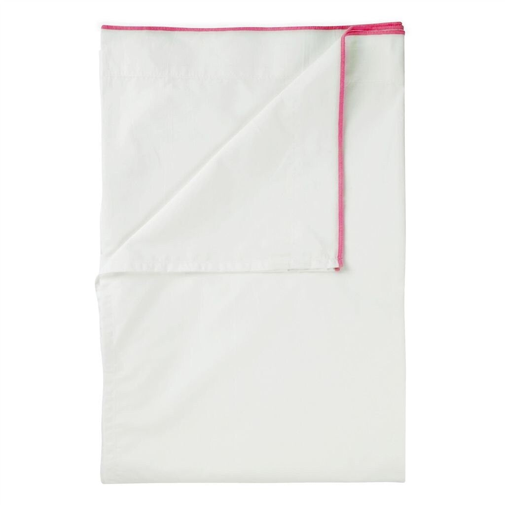 White with Pink Piping  - Pure Cotton, Pure Linen or Linen Cotton Mix