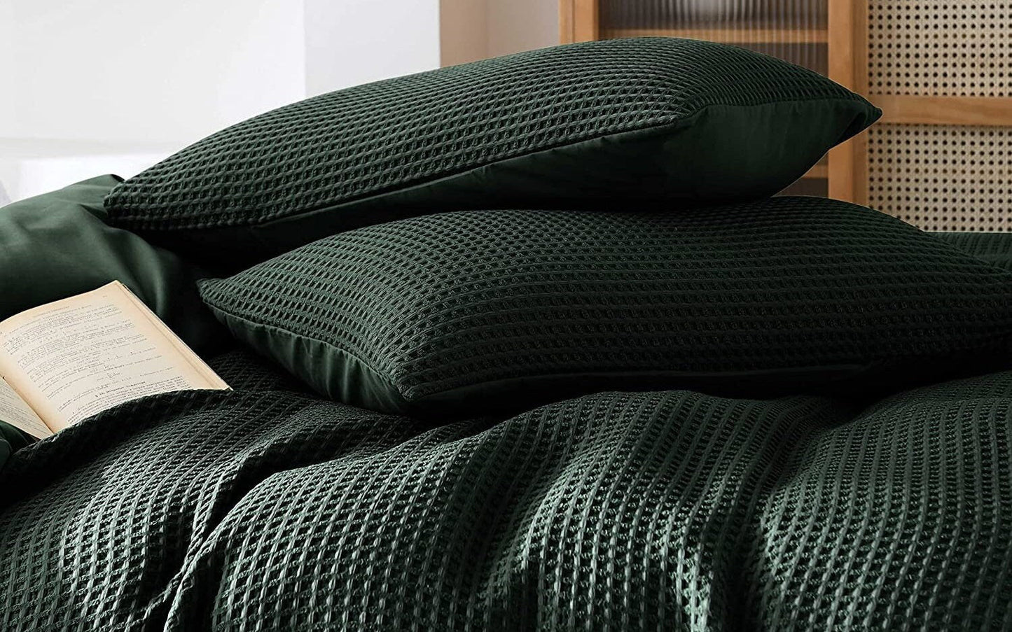 Dark Green - Waffle Weave | Pure Cotton, Pure Linen or Linen Cotton