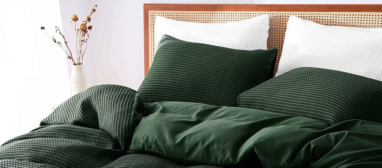 Dark Green - Waffle Weave | Pure Cotton, Pure Linen or Linen Cotton