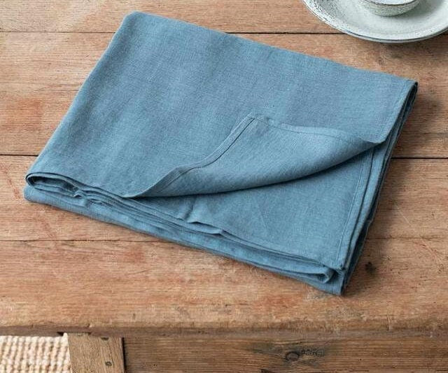 Teal Blue Tablecloth | Pure Linen | Linen Cotton Mix | Soft | Handmade