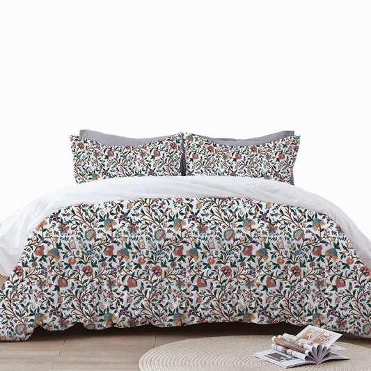 Sienna - 3 Piece Crewel Embroidered Duvet Set | Linen Cotton Mix |