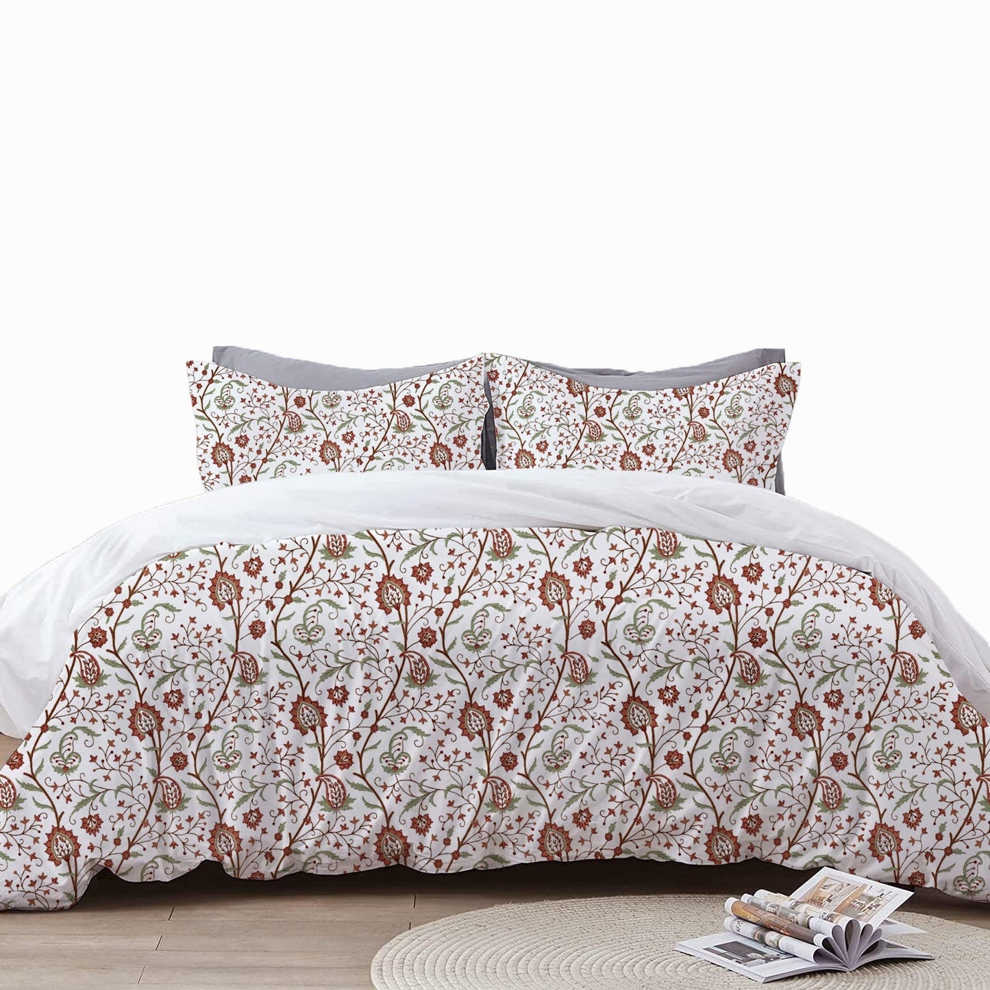 Maria - 3 Piece Fully Embroidered Duvet Cover OR Flat Sheet Set |