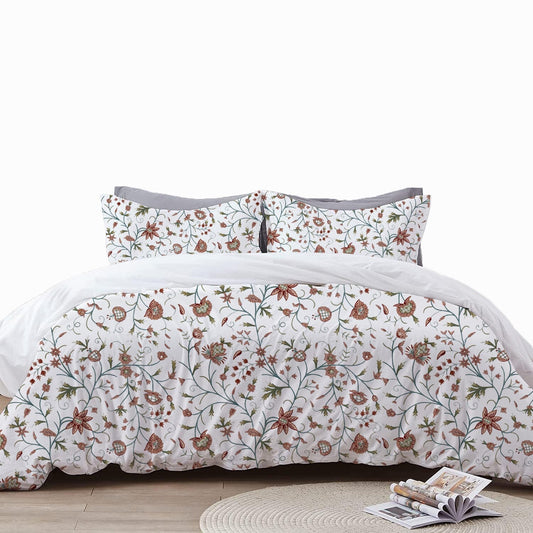 Macy - 3 Piece Fully Embroidered Duvet Cover OR Flat Sheet Set |