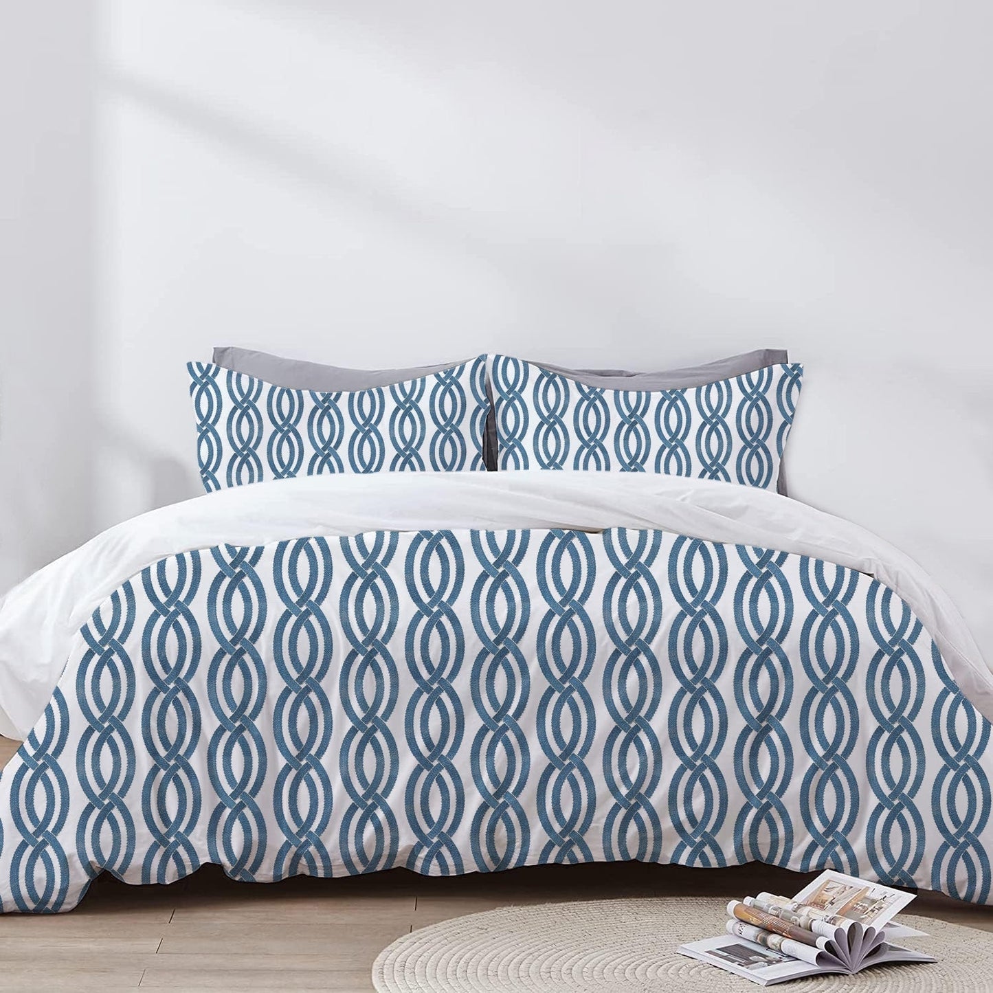 Zara - 3 Piece Crewel Embroidered Duvet Set | Linen Cotton Mix |