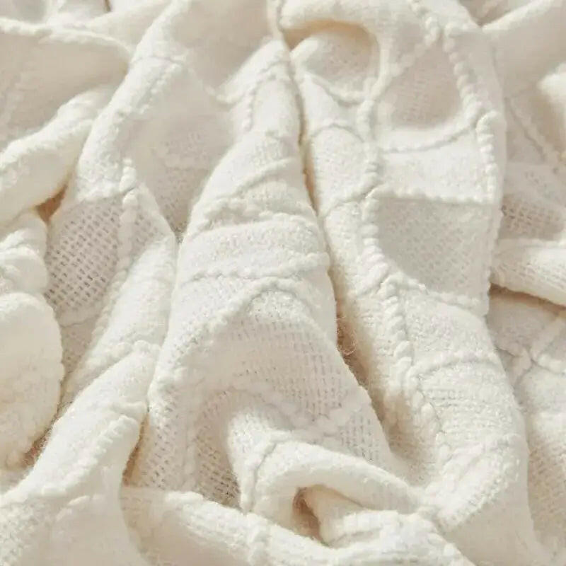 Knitted Decorative  Blankets -Beige.