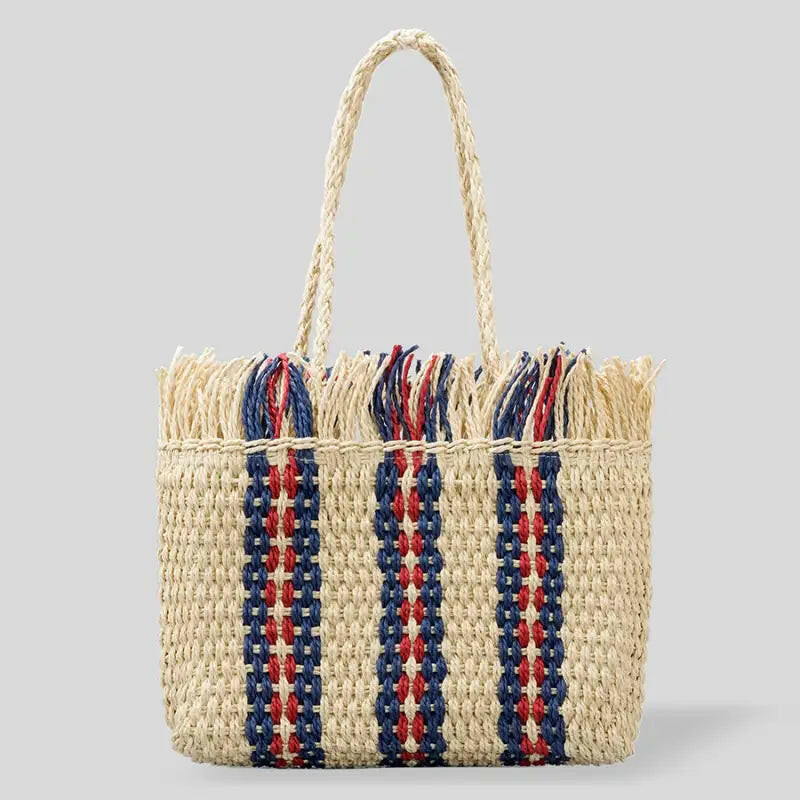 Large Capacity Straw Braided Bag.