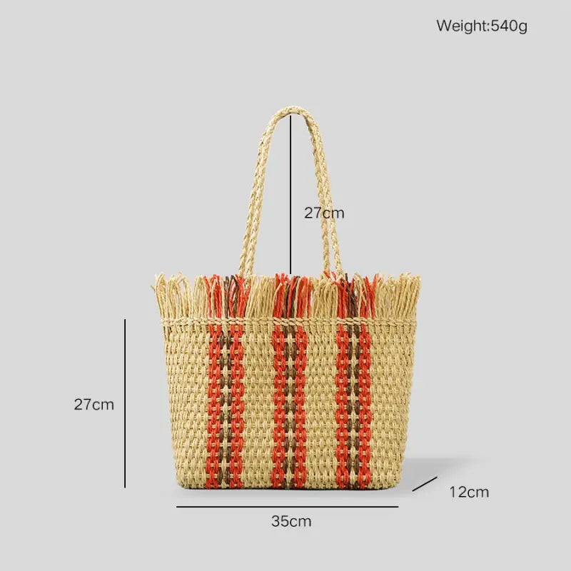 Large Capacity Straw Braided Bag.