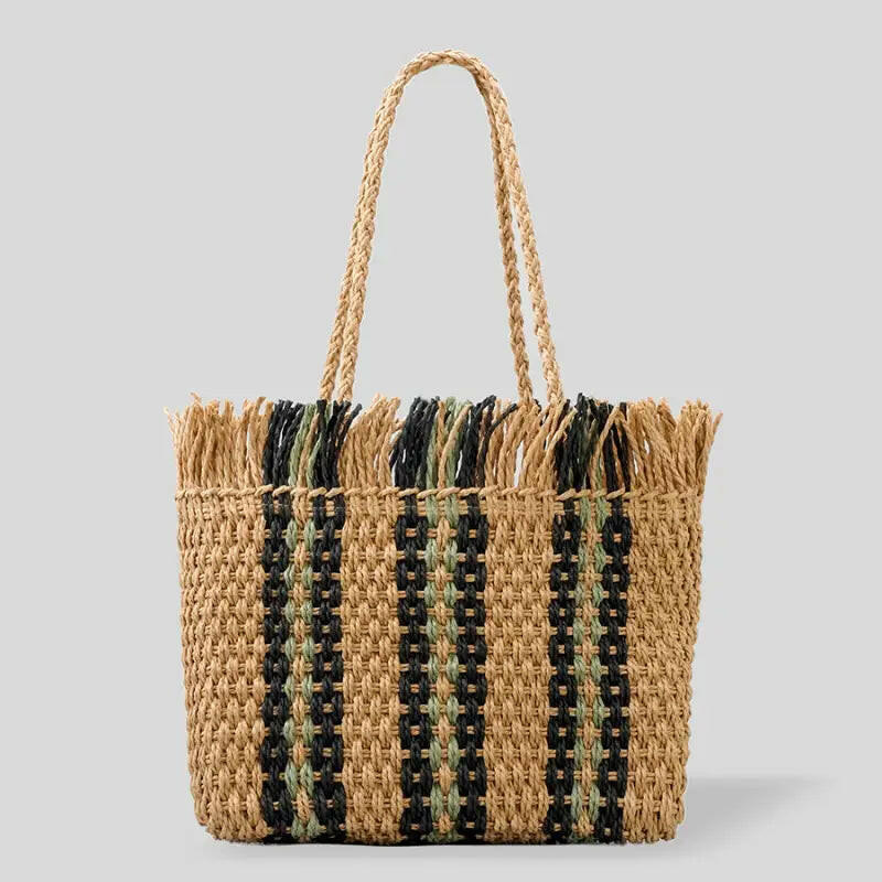 Large Capacity Straw Braided Bag.